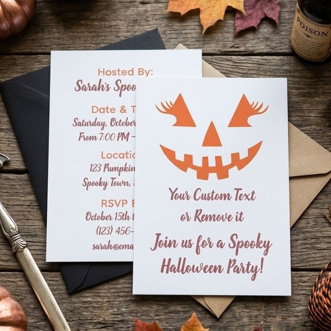 Invitación Calabaza de Halloween personalizada femenina Jack  (Subido por el creador)
