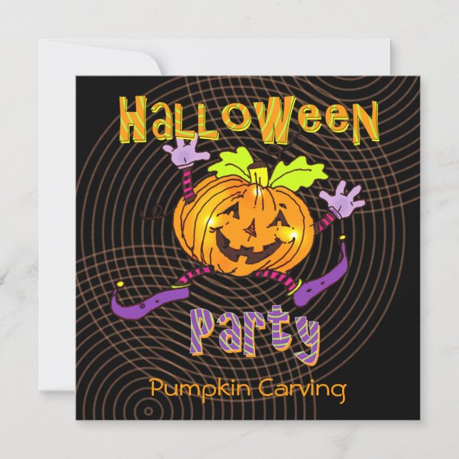 Invitación Calabaza de Halloween que talla al fiesta (Anverso)