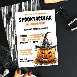Invitación Calabaza de Halloween sombrero de bruja naranja ne