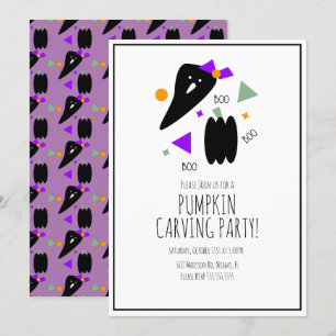 Invitación Calabaza de Halloween tallada con confeti de fanta