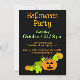 Invitación Calabaza de Halloween tallando Naranja negro Fiest