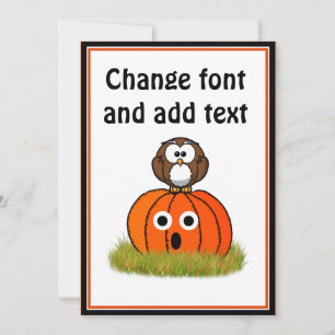 Invitación Calabaza de Halloween y búho mimado