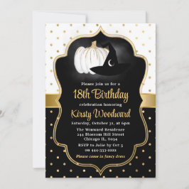 Invitación Calabaza de Halloween y sombrero de bruja Cumpleañ
