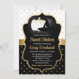 Invitación Calabaza de Halloween y sombrero de bruja Sweet Si