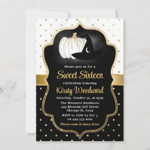 Invitación Calabaza de Halloween y sombrero de bruja Sweet Si