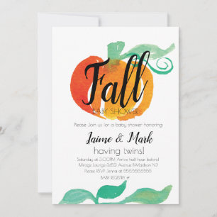 Invitación Calabaza de hoja de otoño Ducha de bebé acuarela