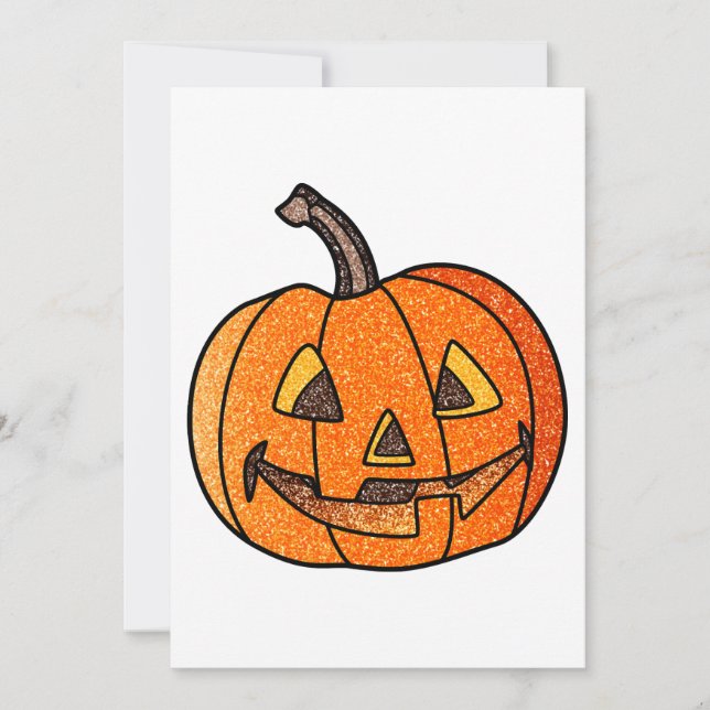 Invitación Calabaza de Jack con purpurina (Anverso)