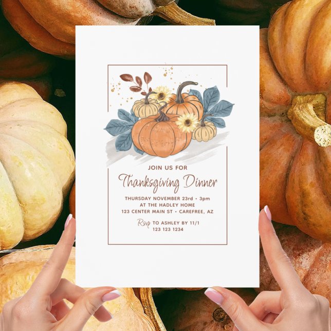 Invitación Calabaza de la cena de Acción de Gracias del otoño (Subido por el creador)