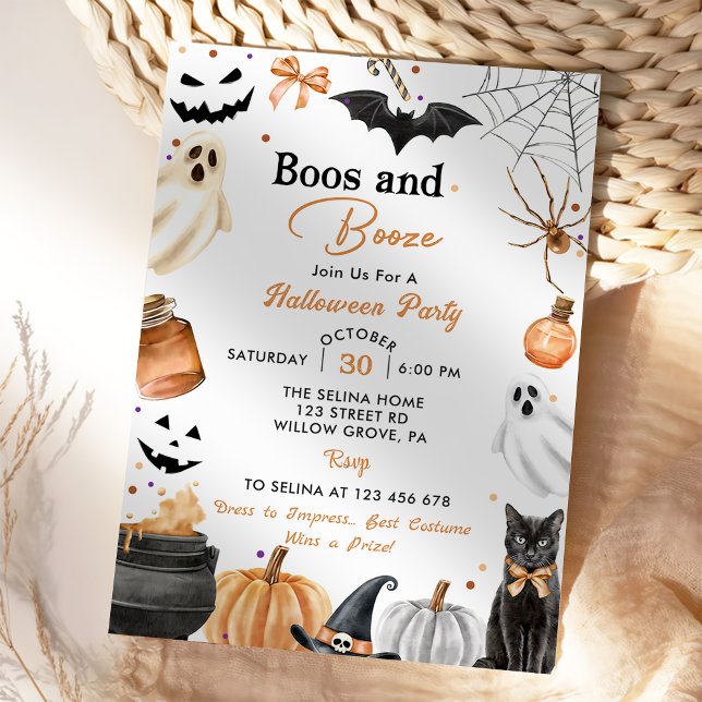 Invitación Calabaza de la fiesta Boos y Booze Halloween (Subido por el creador)