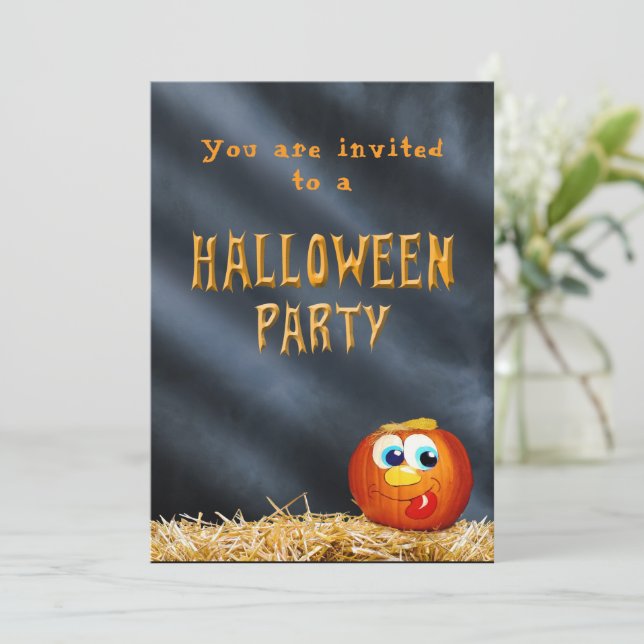 Invitación Calabaza de la fiesta de Halloween (Anverso de pie)