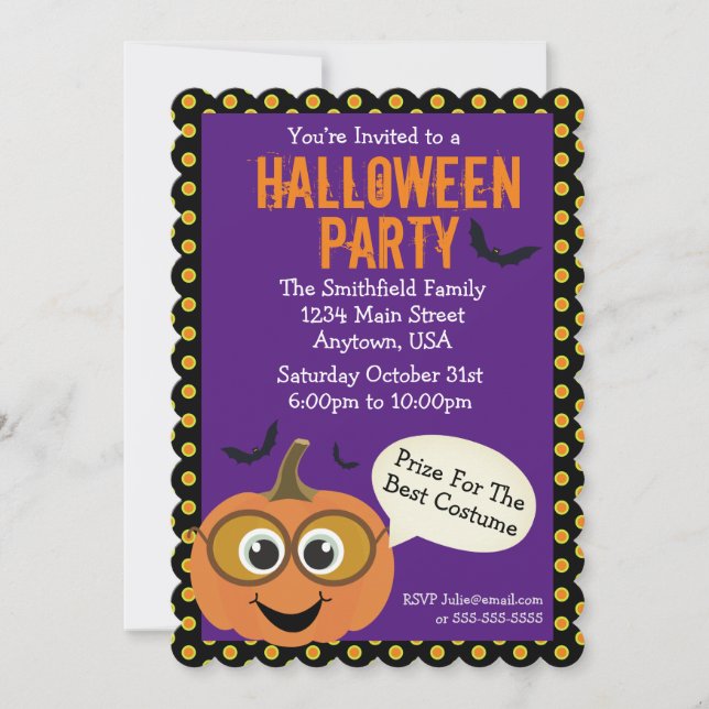 Invitación Calabaza de la fiesta de Halloween (Anverso)
