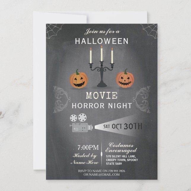 Invitación Calabaza de la fiesta de Halloween da miedo a la p (Anverso)