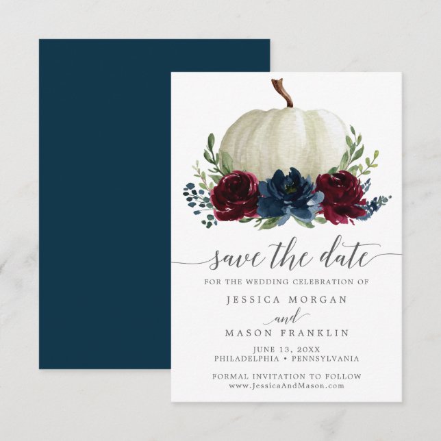 Invitación Calabaza de la Marina de Borgoña salva la fecha (Anverso / Reverso)