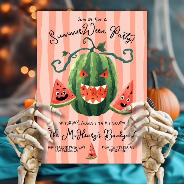 Invitación Calabaza de la sandía dibujada a mano SummerWeen F (Subido por el creador)