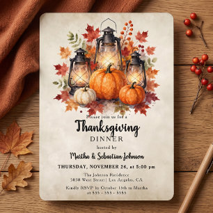 Invitación Calabaza de linterna de acuarela rústica de Acción