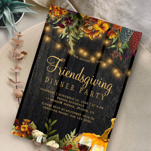 Invitación Calabaza de madera floral rústica fiesta de Acción