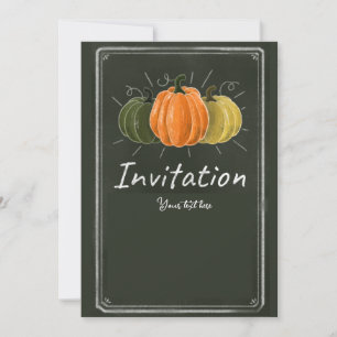 Invitación Calabaza de moda de Chalk en pizarra negra