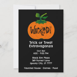 Invitación Calabaza de Naranja negro malvada feliz Halloween