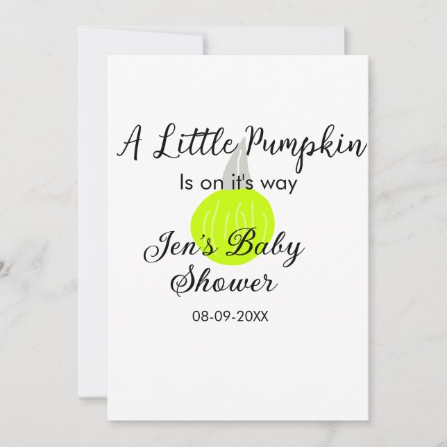 Invitación Calabaza de neón verde calabaza pequeña está en ca (Anverso)