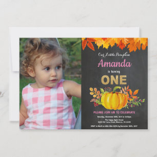 Invitación Calabaza de niña Otoño Cumpleaños primero Cumpleañ
