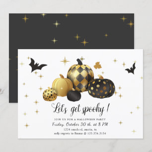 Invitación Calabaza de oro Hagamos la fiesta de Halloween