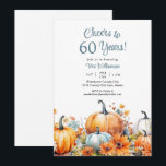 Invitación Calabaza de otoño 60º cumpleaños saludos a 60 años<br><div class="desc">Otoño Calabaza de otoño 60º cumpleaños Saludos a 60 años Invitación Esta elegante invitación de cumpleaños sorpresa de otoño 60 es perfecta para su evento especial!</div>
