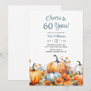 Invitación Calabaza de otoño 60º cumpleaños saludos a 60 años