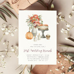 Invitación Calabaza de otoño acogedora Brunch post-Boda<br><div class="desc">Invite a los bodas a una elegante reunión de brunch de otoño o otoño post boda con estas hermosas invitaciones acuáticas. El diseño incluye detalles de brunch con letras modernas,  coronados con un ilustracion de postres otoñales,  flores silvestres,  velas y calabaza.</div>