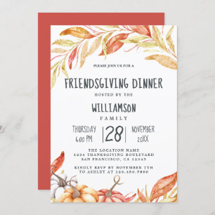 Invitación Calabaza de otoño Amigo del follaje de oro Cena I