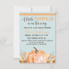 Invitación Calabaza de otoño Baby Shower Blue,
