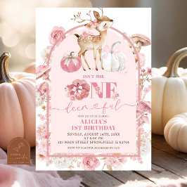 Invitación Calabaza de Otoño Blanco y Rosado Día de Aniversar