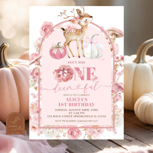 Invitación Calabaza de Otoño Blanco y Rosado Día de Aniversar