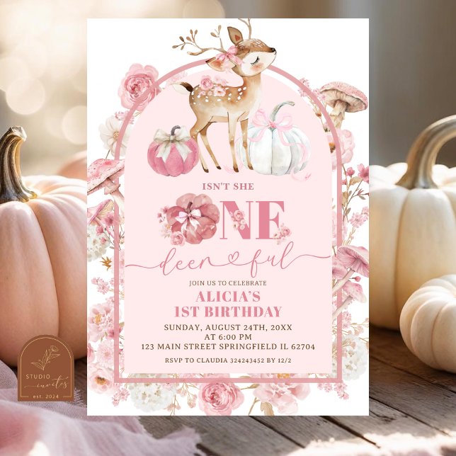 Invitación Calabaza de Otoño Blanco y Rosado Día de Aniversar (Subido por el creador)