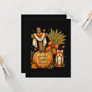 Invitación Calabaza de Otoño Cristiano Agradecido Agradecida