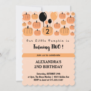 Invitación Calabaza de otoño Cumpleaños 2 Halloween segundo c