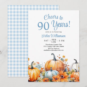 Invitación Calabaza de Otoño Cumpleaños 90 Felicidades por 90