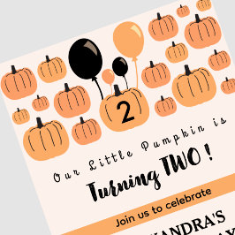 Invitación Calabaza de otoño Cumpleaños dos Halloween segundo