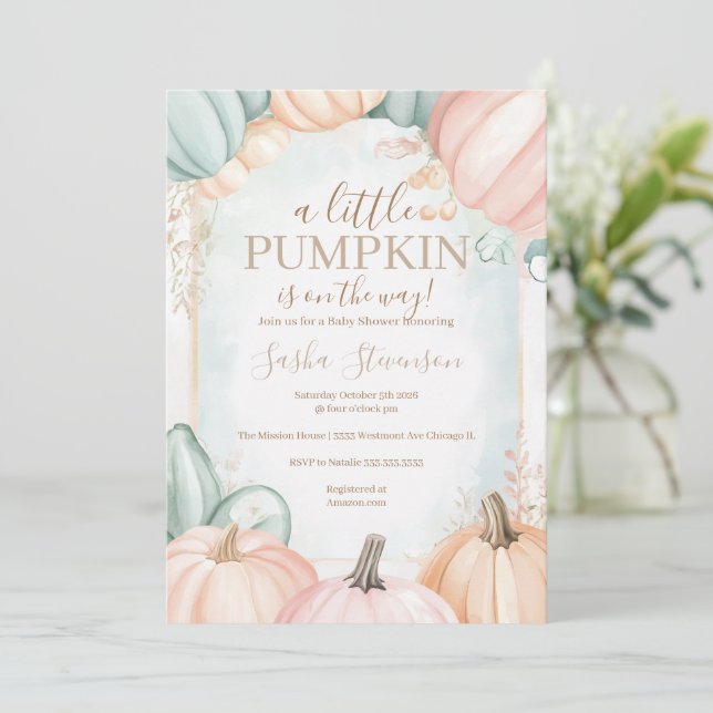 Invitación Calabaza de otoño ducha de bebé (Anverso de pie)