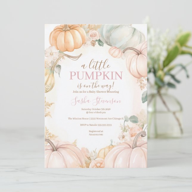 Invitación Calabaza de otoño ducha de bebé (Anverso de pie)