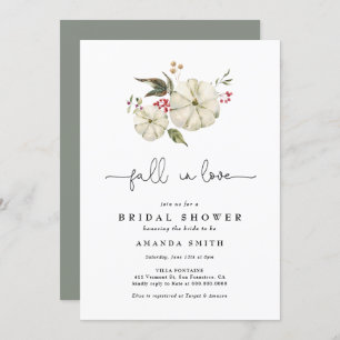 Invitación Calabaza de otoño Floral Sage Green Bridal Shower