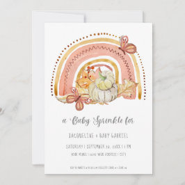 Invitación Calabaza de otoño Foliage Arcoiris Mostaza Peach B