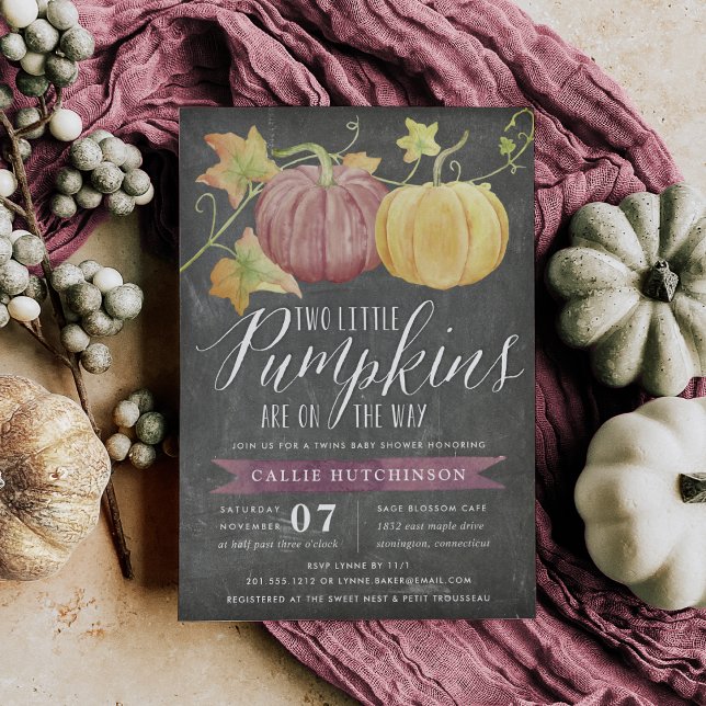 Invitación Calabaza de otoño| Gemelos Baby Shower (Subido por el creador)