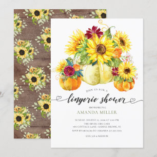Invitación Calabaza de otoño girasol Bridal Lingerie Shower