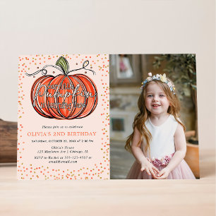Invitación Calabaza de Otoño Nuestra Pequeña Cumple Dos Foto