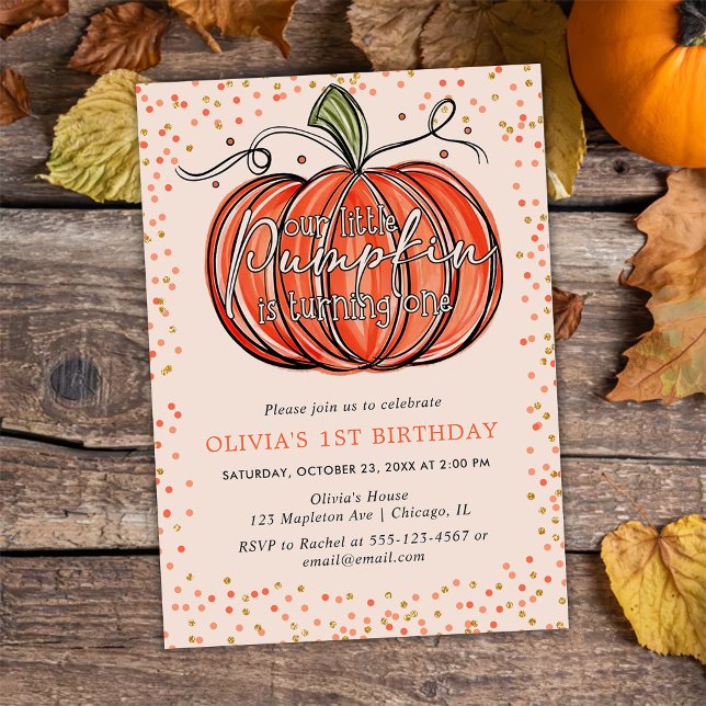 Invitación Calabaza de Otoño Nuestro Pequeño Cumple Un Año (Subido por el creador)