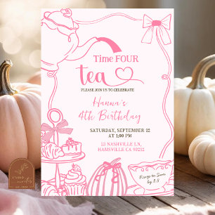 Invitación Calabaza de otoño PINK Garabato Dibujado a Mano Ti