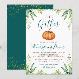 Invitación Calabaza de otoño reunamos la cena de Acción de Gr