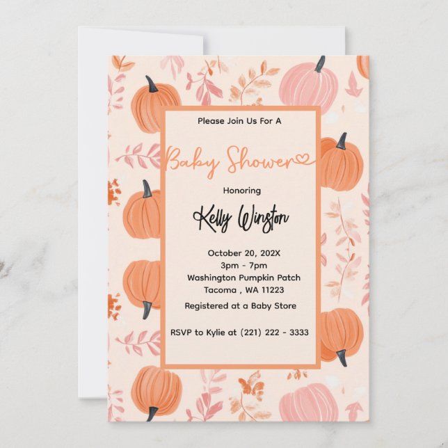 Invitación Calabaza de otoño rusa Baby Shower otoño (Anverso)