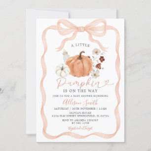 Invitación Calabaza de otoño rústica Coquette Floral Baby Sho