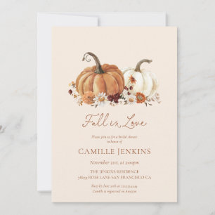 Invitación Calabaza de otoño Rústica Floral Bridal Shower